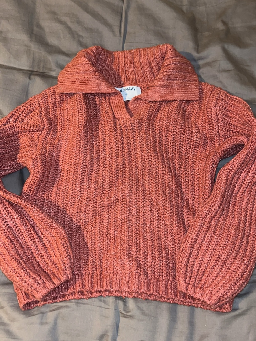 Old Navy Girls Pink Ribbed Collared Neck Sweater